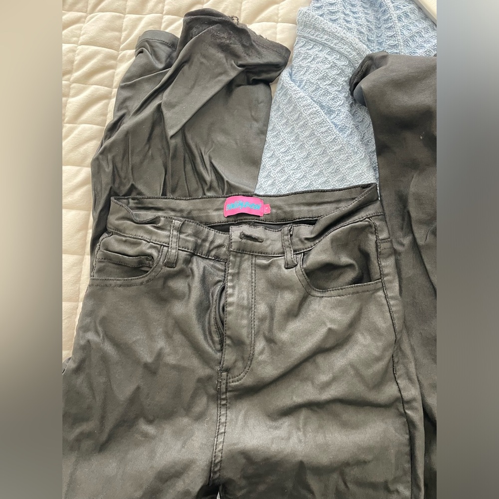 Edikted black leather pants